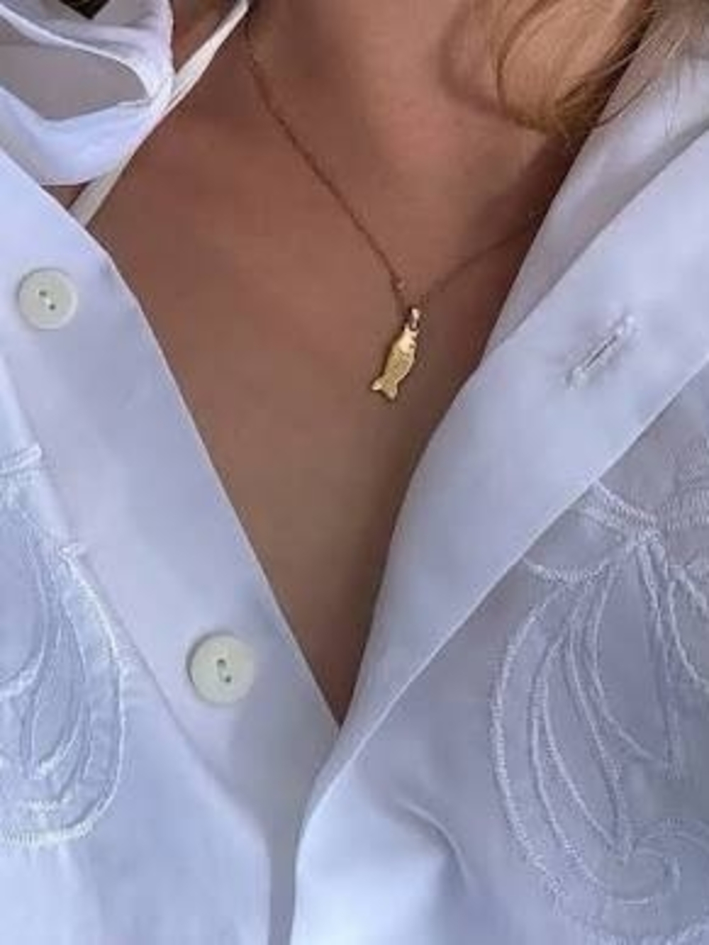Delicate Gold Fish Pendant Necklace - Women Jewelry